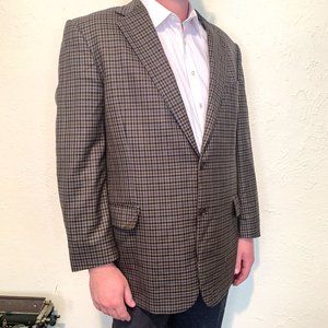 Joseph Abboud Vintage 90s Brown And Gray Plaid Bl… - image 1